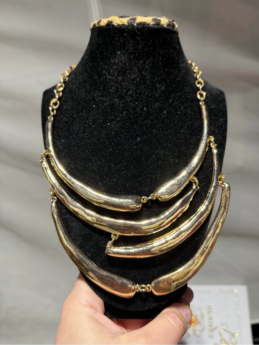 St. Thomas Gold-Tone Layered Crescent Bib Necklace
